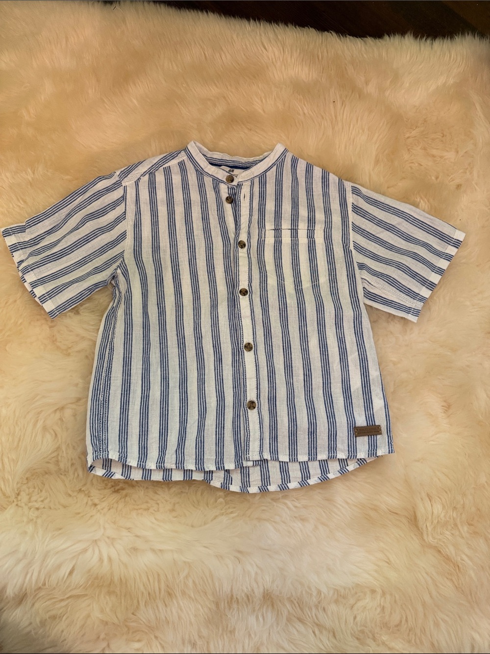 H&M Blue & White Striped Button-Down Kids Shirt